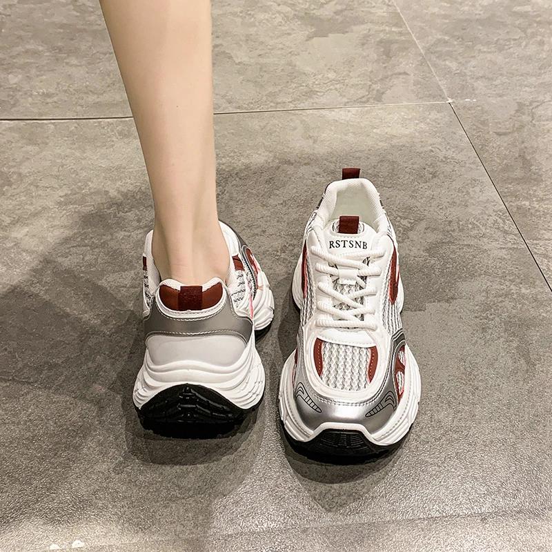 Fashion Ankela Red Versatile Casual Dad Shoes Women's 2025 Spring Autumn New High Aesthetic Value Trendy Casual Sports Shoes