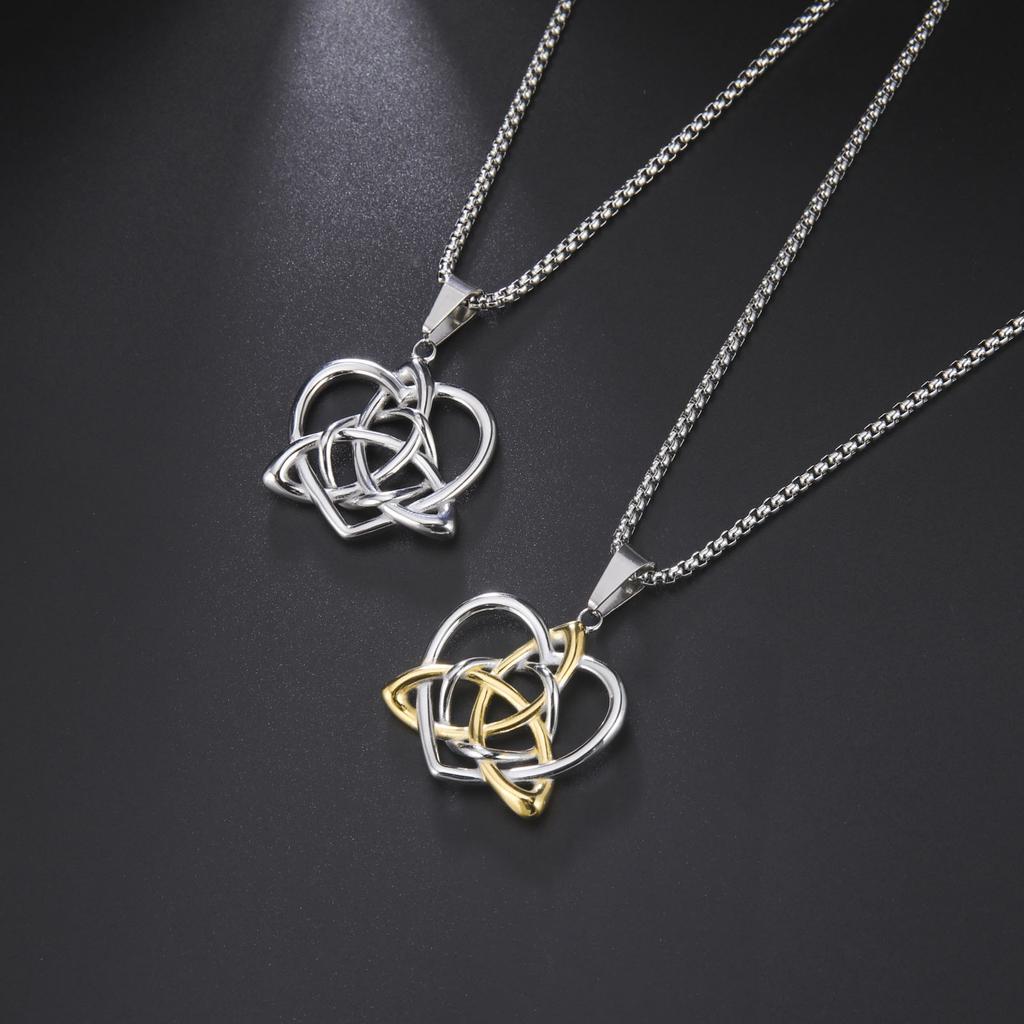 Fashion Love Celtic Knot Pendant Necklace 925 Silver Cast Jewelry
