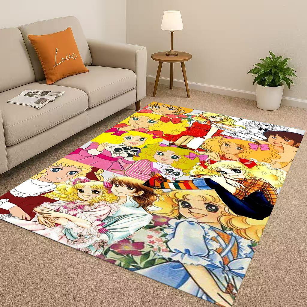 Cartoon Candy Candy Sweet Girl Anime Room Non Slip Area Rug Soft Carpet for Bedroom Playroom Sofa,Easy Clean Home Decor Doormat