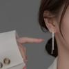 Elegent Bright Silver color Long Tassel Earrings Women's Simple Earlines Shiny Chain Fashion Earrings Wedding Y2K Jewelry