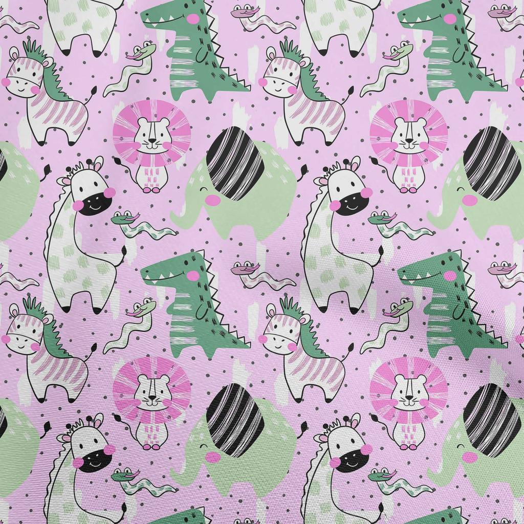 oneOone Cotton Flex Amethyst Fabric Kids Cutie Animal Sewing Material Print Fabric by The Yard 40 Inch