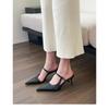 New Chic Pointed Toe Stiletto Pump Sandals Woman  Slip-on Mule Slides Ladies Elegant Buckle Strap High Heel Evening Party Shoes