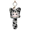 Leopard Print Furry Cat Pendant Long Tail Bag Charms Cartoon Cat Plush Toy  Bag