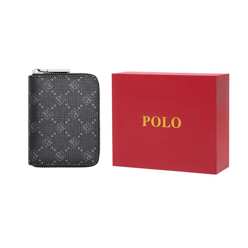

Новый ПВХ кошелек для монет POLO Мужская сумка-саквояж Держатель для карт Маленький Мужской Темно-серый PAQ31001 8.1*2.3*10.4CM