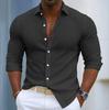 Men S Casual Solid Color Long Sleeve Button Down Collar Shirt