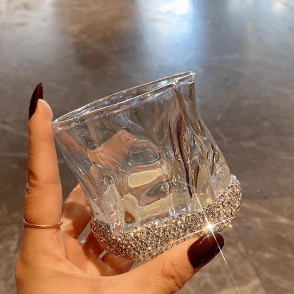 Creative Sparkling Water Cup Stainless Steel Modern Glass Cup Bling Coffee Mug  Desktop Decoration