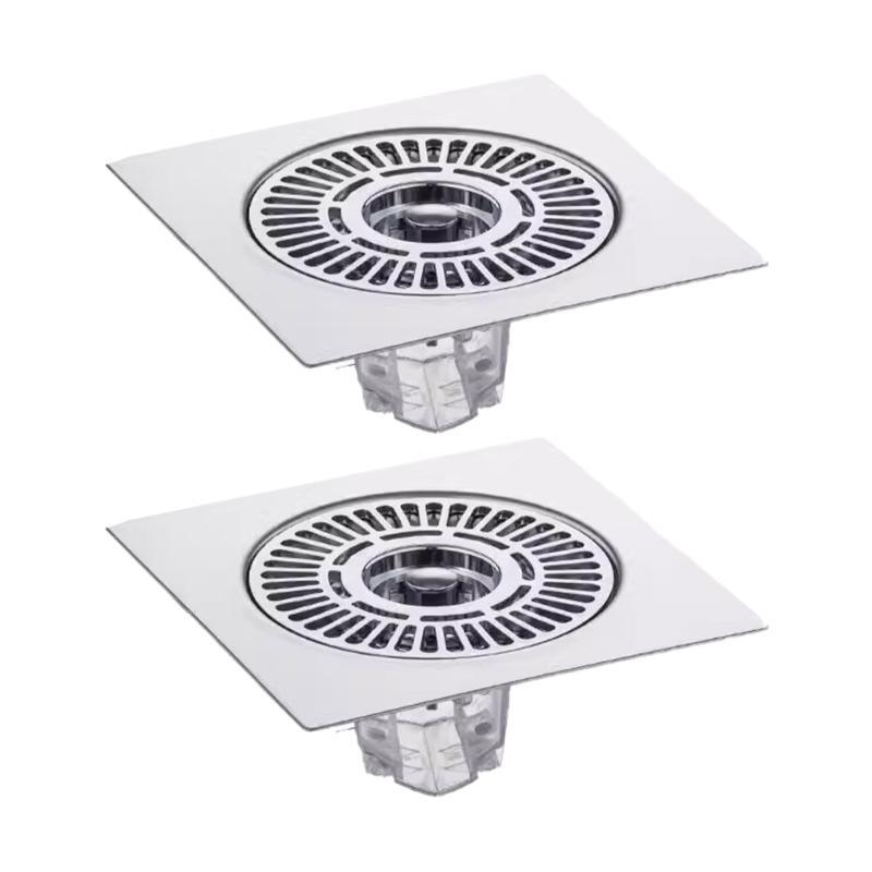 652F 2Pcs Stainless Steels Floor Drain  Shower Floor Drain Antiodor Drainer Shower Strainer Cover for Bathroom Enduring