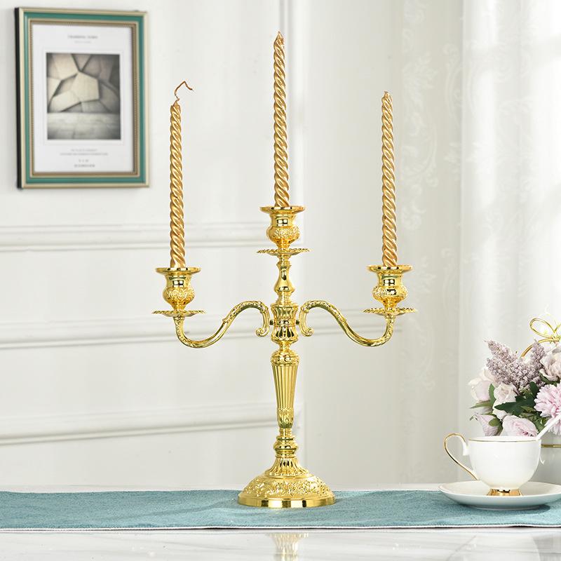 European Style Silver-Plated Metal Candelabra for Weddings and Hotels