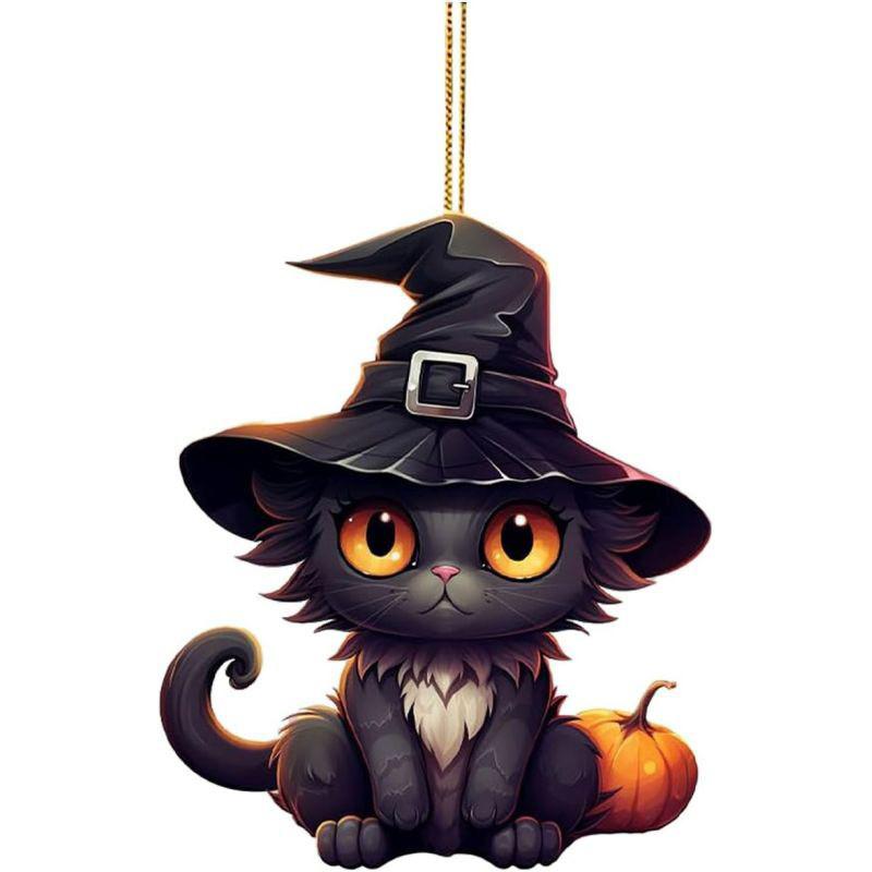 Cartoon Acrylic Colorful Cat Ornament For Holiday Tree And Auto Fun Decoration