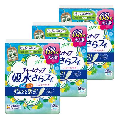 Charm Nap Water Absorbing Sarafi Panty Liner 3cc Unscented Deodorizing Type Those with Light Urine 204 Sheets Sheets X 3 [Bulk Purchase] Women's