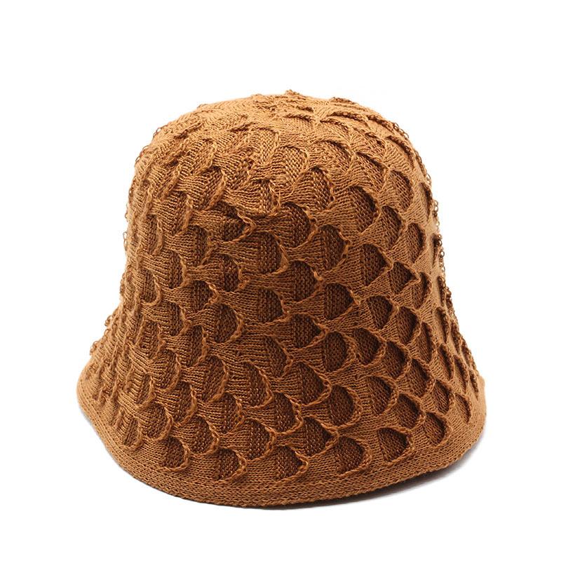 Female Summer Beach Sunshade Sunscreen Hat Knitted Sun Hat Hollow Versatile Face Small Bucket Hat