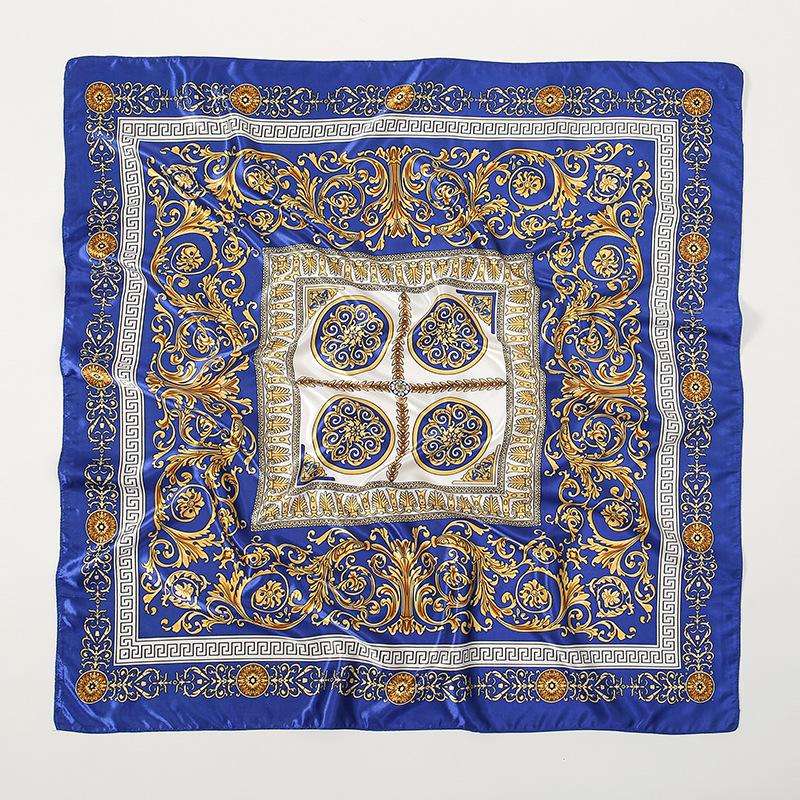 Popular Design 90X90Cm Kerchief New Print Warm Silk Scarf Satin Finish Scarves Fashion The Four Seasons Hijab