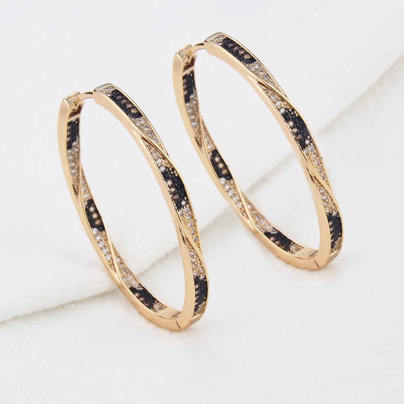 Gold-Plated Leopard Print Zircon Hoop Earrings: Fashionable European & American Style Multi-Design Studs