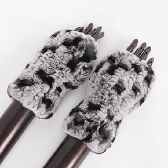 New Arrival Female Natural Rabbit Fur Gloves Knitted Warm Real Rex Rabbit Fur Mittens Women Winter Outdoor Rex Rabbit Fur Gloves