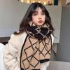 New Korean Style Plaid Knitted Scarf Winter Thicken Warm Wool Neck Warmer High Level Woolen Scarf For Students Luxury Scarf Wrap