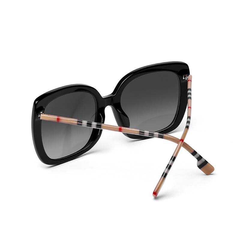 Burberry New Striped Collection Elegant Socialite Resort Fashion Trend Plate Frame Square Sunglasses Women's