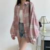 Dames Retro Geruit Overhemd Lange Mouw Met Kraag Knoopsluiting Oversized Geruit Overhemdjas Tiener Meisje Lente Zomer Outfit