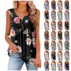Dámská móda s květinovým potiskem skládaný bez rukávů ležérní tričko vesta s knoflíkem