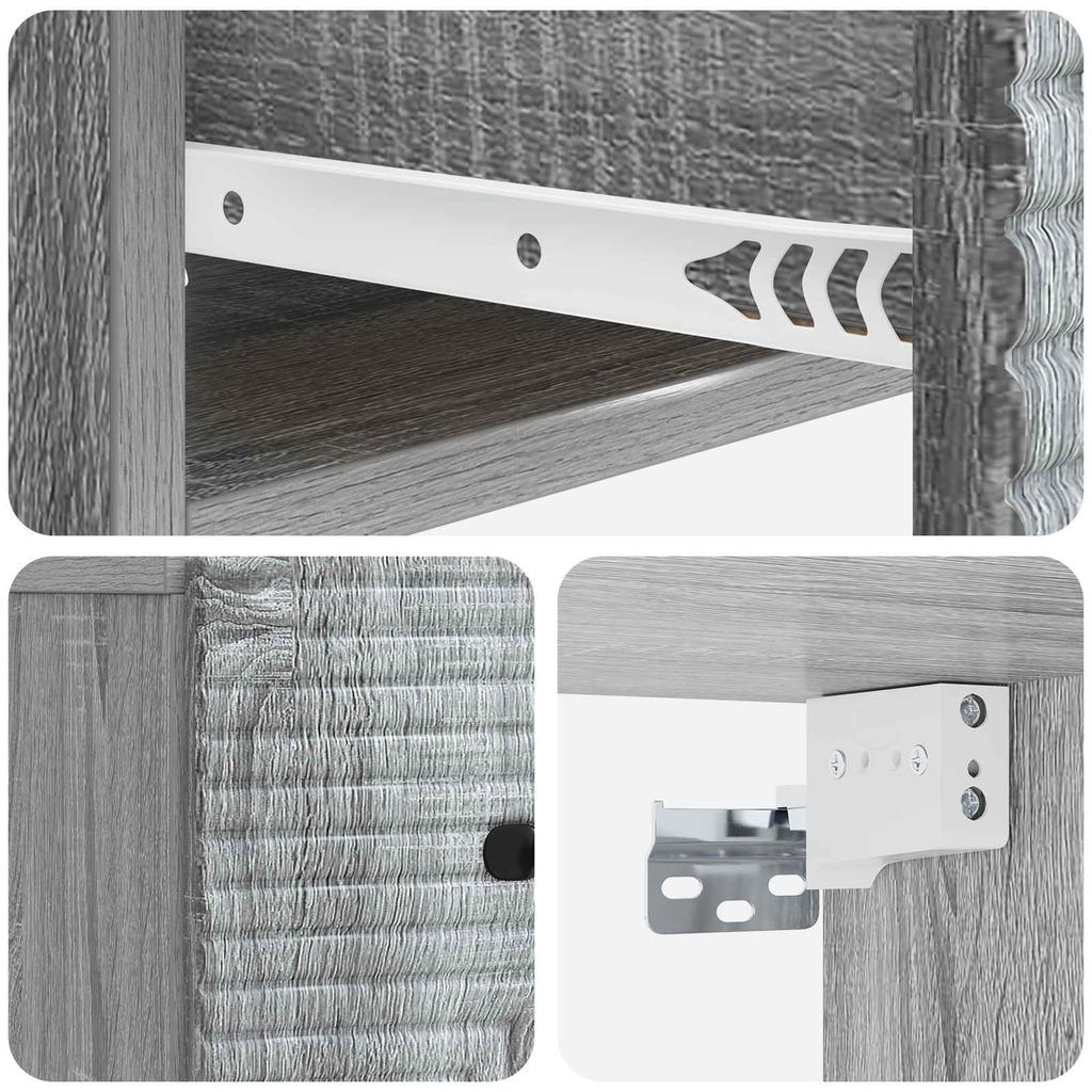Wall Mounted Nightstand Grey Sonoma 34.5 x 33 x 20 cm