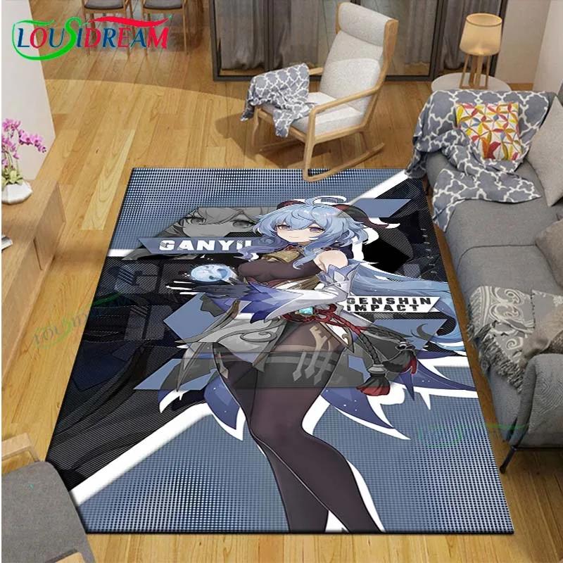Popular Cartoon Game G-Genshin Impact Printed Carpet Living Room Anti-Skid Area Rug Kids Bedroom Mats Yoga Mat Carpet Decor Gift