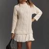 2025 Autumn/Winter Women's Wool Knit Sweater & Mini Skirt Patchwork Set
