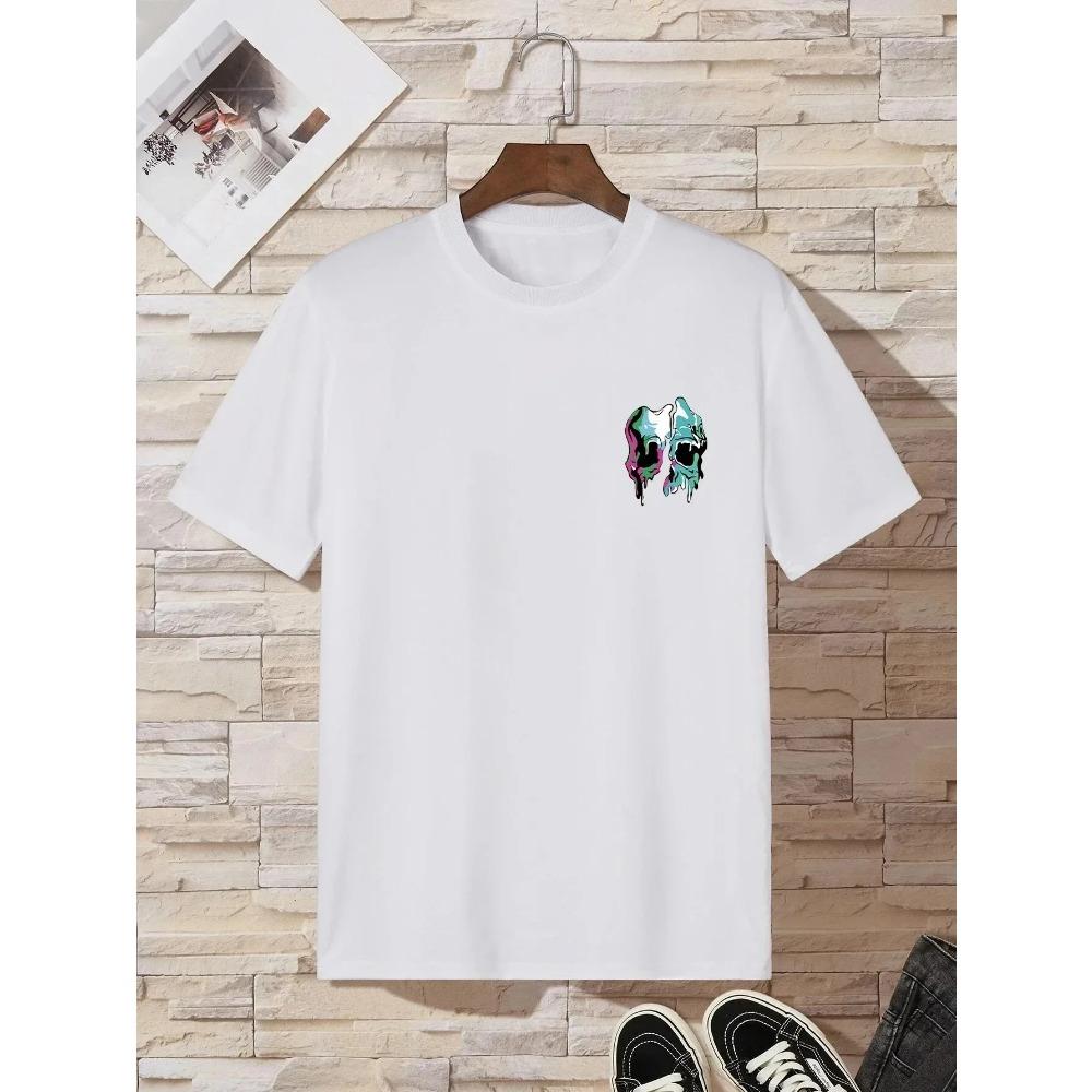 Molten Skull Print T-Shirt Men's Casual Crew Neck Short Sleeve T-shirt Summer New Fashion Women Tops Men Oversize Tee Streetwear