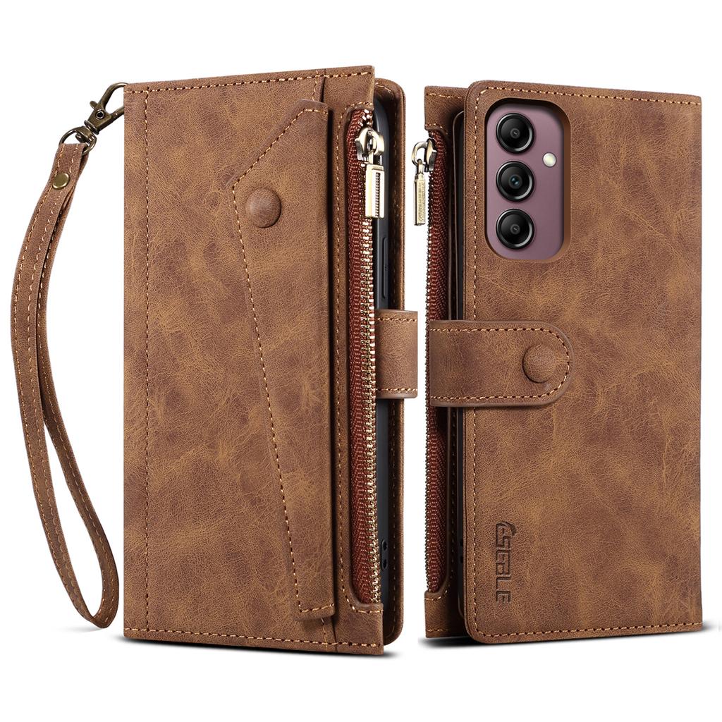 ESEBLE Star Series For Samsung Galaxy A17 Case Zipper Wallet Leather Stand Phone Cover with Wrist Strap