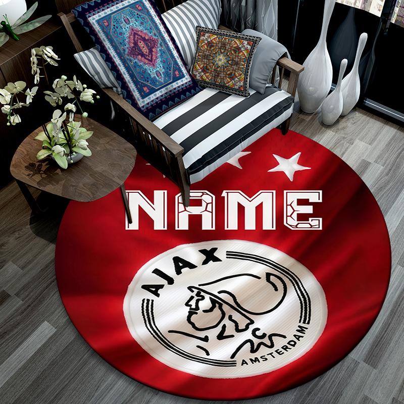 Custom Name,AFC Ajax pattern round rug,Carpet Rug for Living Room Bedroom Playroom ,Non-slip Floor Mat,Holiday Gifts and Birthday Gifts.