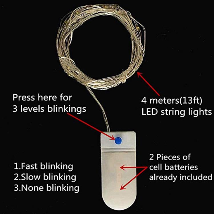 Battery-Powered Multifunctional LED String Lights: Flashing Fairy Lights with Flowers, Cake, Gift Box, Star Design On Copper Wire