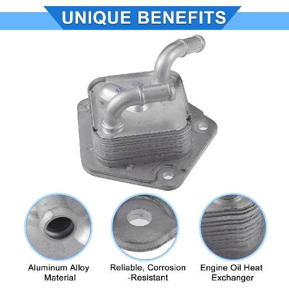Engine Oil Cooler Kit Compatible for Honda Civic HR-V, Durable Aluminum Alloy Silver Tone Transmission Oil Cooler with O-rings Seal