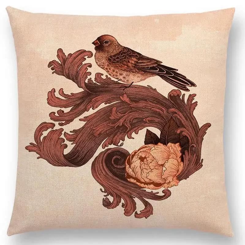 

Чехол для подушки с разноцветными бабочками, розовый букет, весенний петух, милая сова, милый дом, акварельный диван, наволочка 66x66cm золотистый