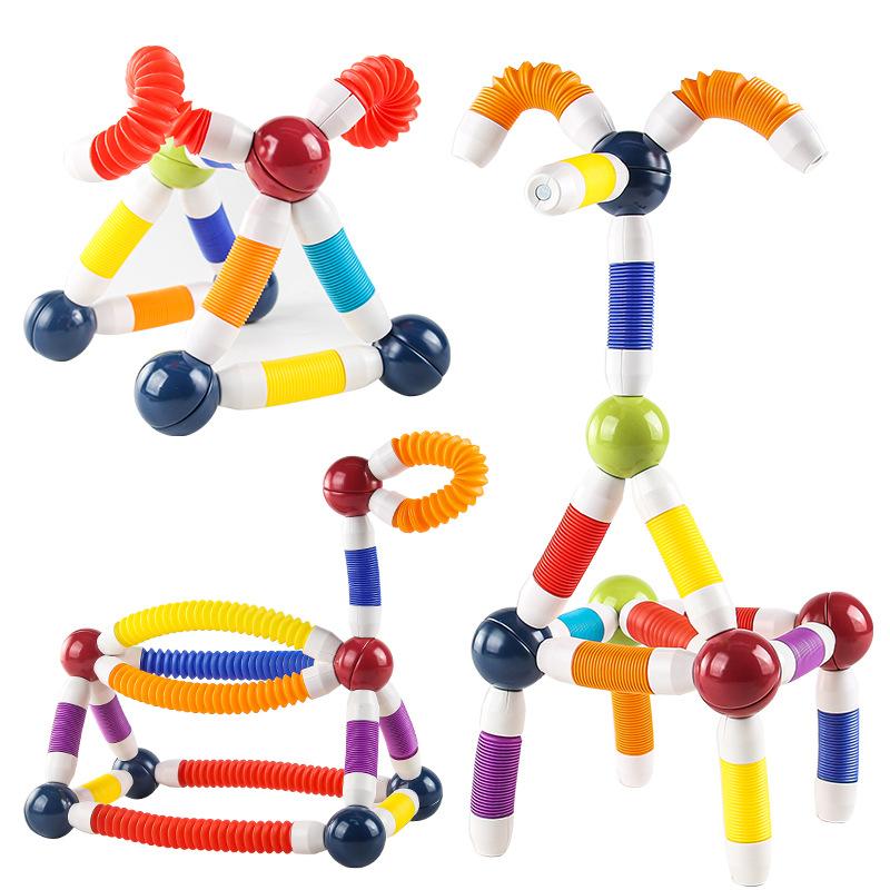 Non-Toxic Childrens Magnetic Building Set Soft Grip Versatile And Scalable Magnetic Rod Blocks Early Education Puzzle Stem Sensory Toy