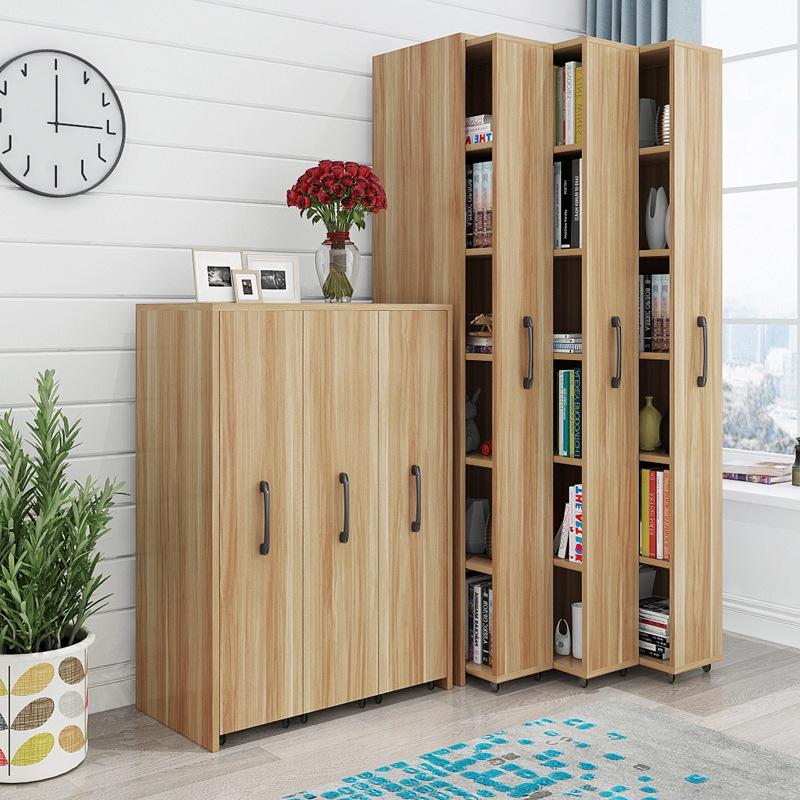 Mobile Dustproof Bookshelf: Sliding, Wheel-Equipped, Drawer-Type Storage Cabinet