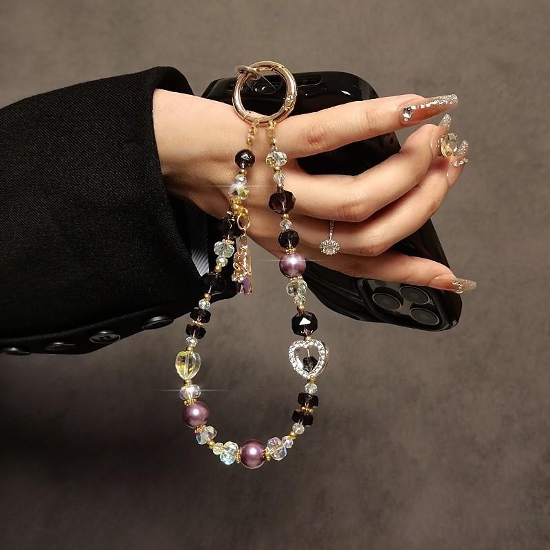 Pvc Water Crystal Ballet Shoe Phone Chain With Heart Pendant For Women And Men