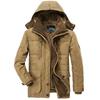 Men's Winter Cotton Coat - Fleece-Lined, Thickened, Mid-Length with Multi-Pockets, Plus Size for Middle-Aged and Elderly