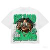 Fashionable American Unisexs summer wealth figure letter print micro elastic breathable round neck Tshirt outdoor street style to