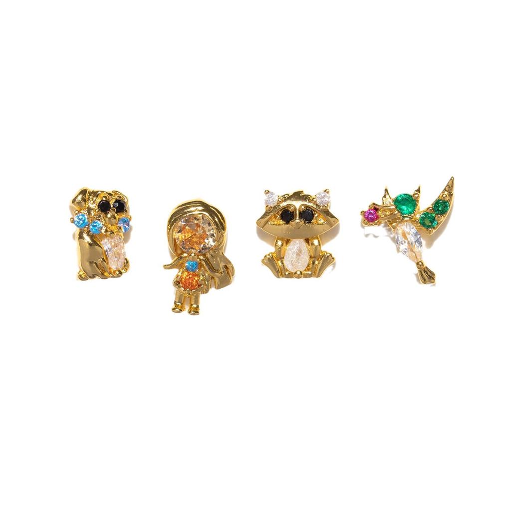 New Princess Earrings Set For Women Girl Fashion Vintage Colorful Zircon Stud Earring Jewelry Toys