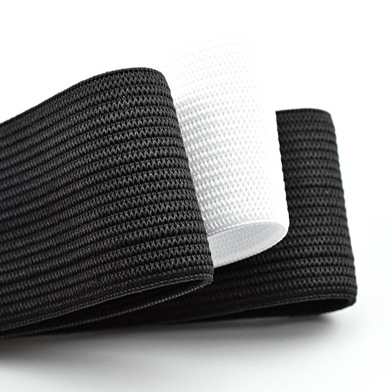 Witte Klittenbandrand Elastische Band voor Beschermende Kleding - Zwart Effen Plat, Gemiddelde Dikte
