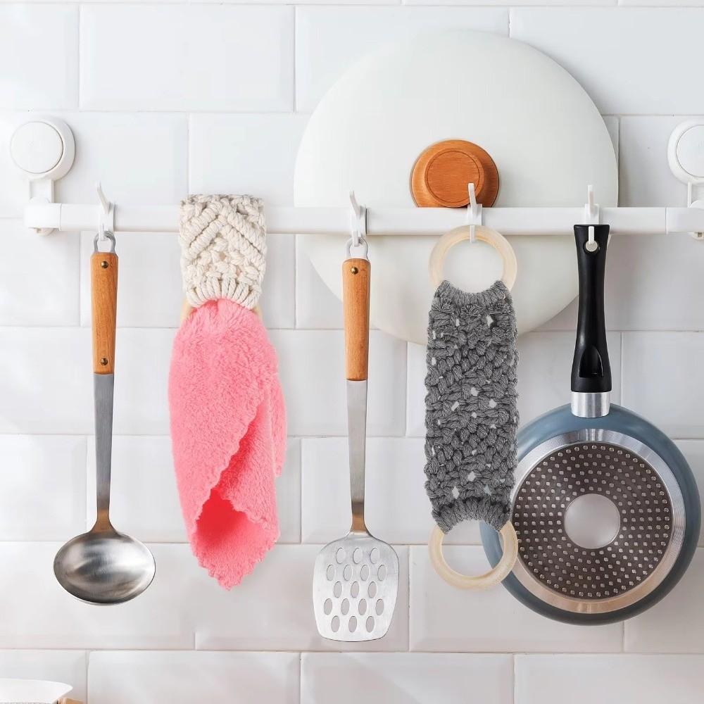Cotton Rope Macrame Towel Holder Wooden Ring Towel Ring Holder New Wall Towel Rack  Bathroom