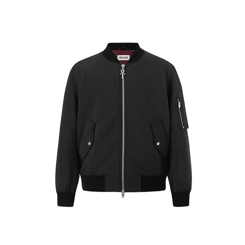 CHINISM Men s Baseball Collar Bomber Jacket S чёрный