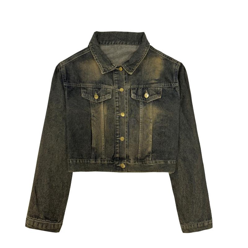 Dámská nová podzimní vintage volná zkrácená džínová bunda vše v jednom