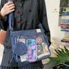 Y2K Cute Denim Ita Bag Women Fashion Crossbody Bag Harajuku Girls Transparent Shoulder Bag Lady DIY Badge Totebag Lolita Handbag