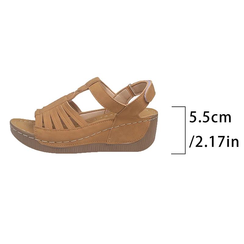 Fashion Retro Hollow Out Wedge Sandals Women 2025 Summer Peep Toe Platform Gladiator Sandals Woman Thick Sole Comfortable Beach Shoes