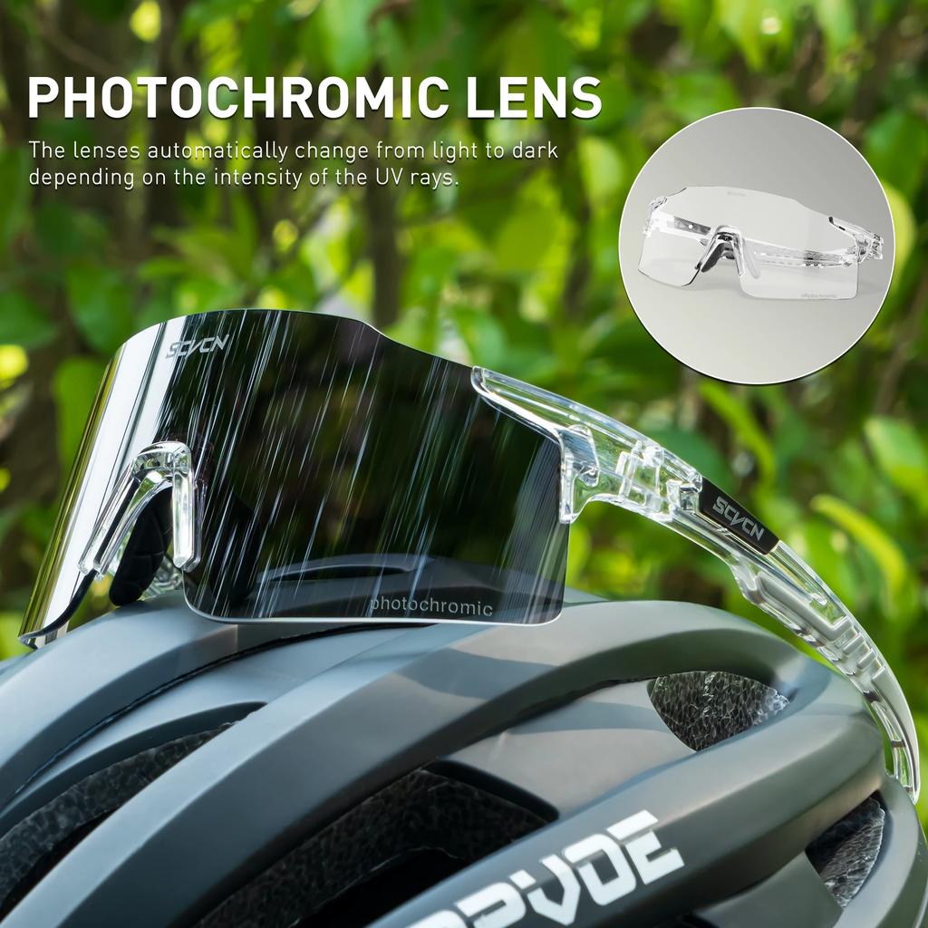 SCVCN New Photochromic Cycling Sunglasses Outdoor Road MTB Bike Eyewear Sports Running Hiking Glasses Men Women UV400 Goggles