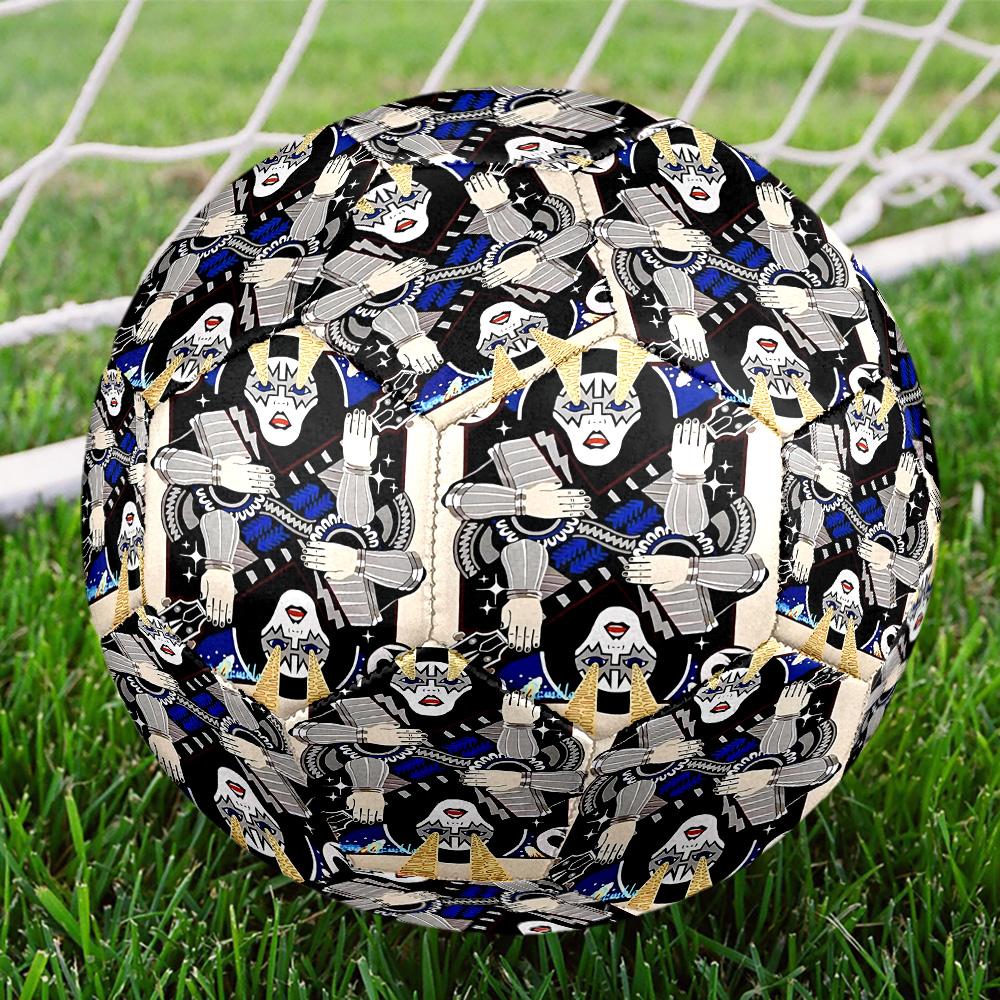 Kiss Rock and Roll Print Size 5 Soccer Ball, Standard Match Football for Sports Game and Team Practice, Ideal Gift for Soccer Fans