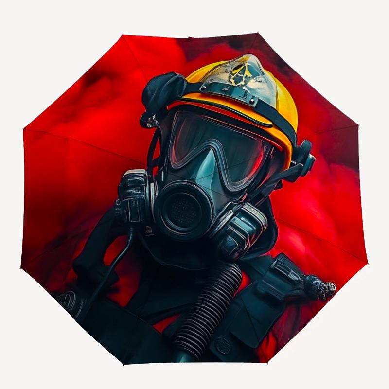 

1PC Firefighter Mask Automatic Folding Umbrella, Portable & Foldable Design with 8 Ribs, Casual Outdoor Accessory, Umbrella for Windproof09