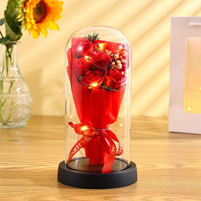Preserved Rose Glass Dome: Qixi Valentine's Day & Birthday Gift