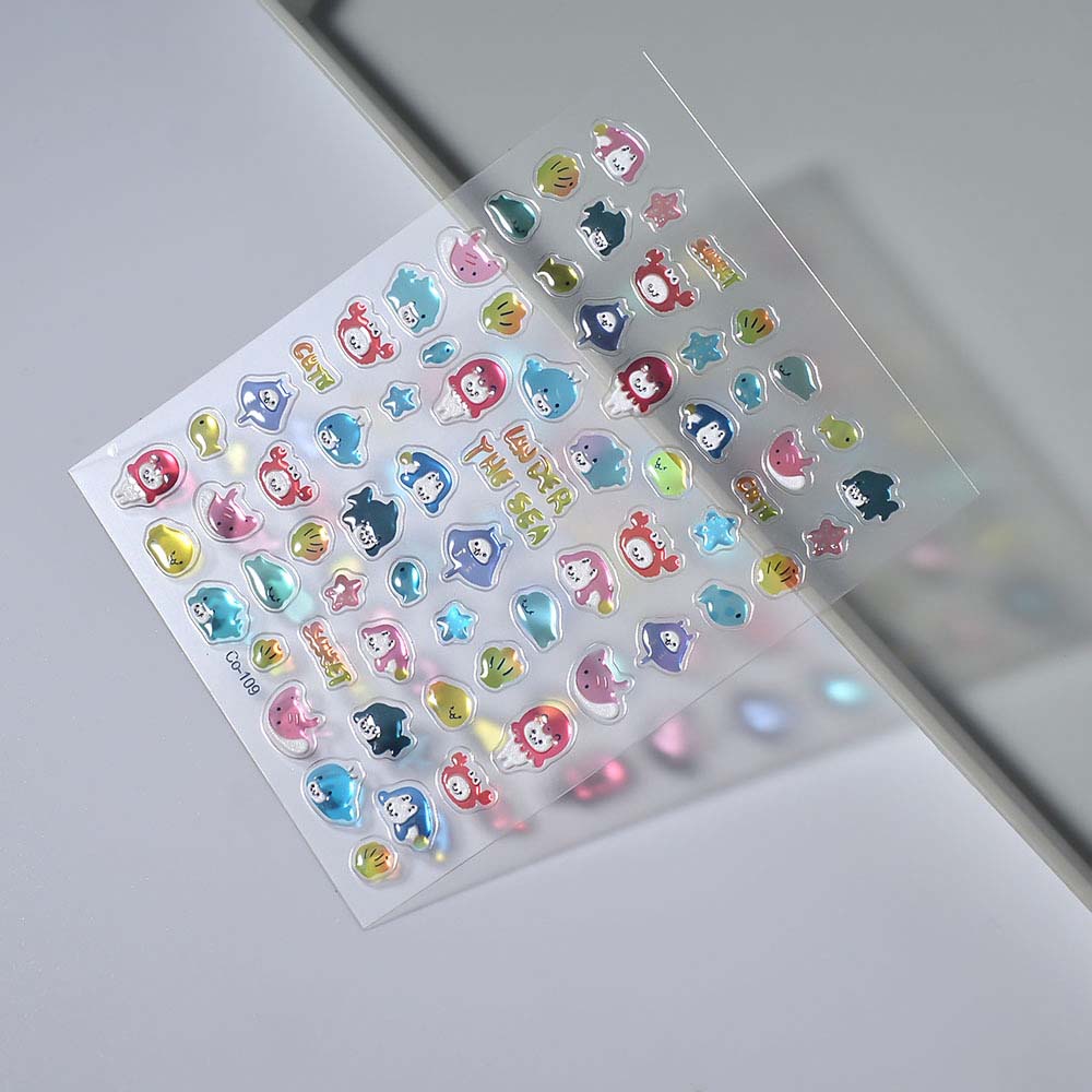 Dolphin Ocean Nail Stickers Sea Jellyfish Ocean Nail Decorations Jelly Ocean Nail Decals  Seaside