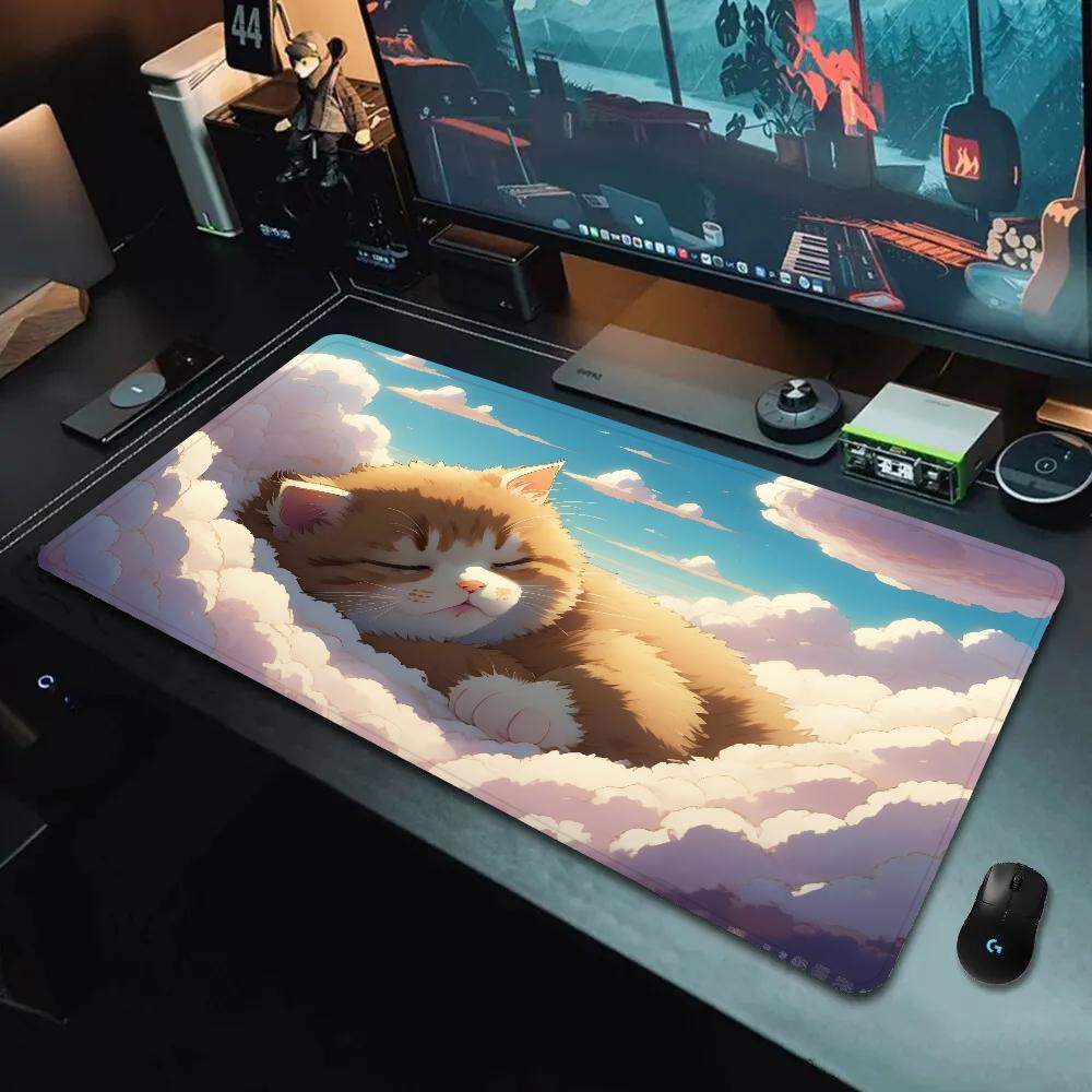 Cartoon Lovely Lively Anime Cats Silicone Gaming Mouse Pad Large Keyboard Pad Mouse Pad For Keyboard With Antislip Table Mat