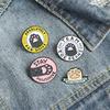 Derpy Kitten Cartoon Brooch - Cute Round Metal Cat Badge